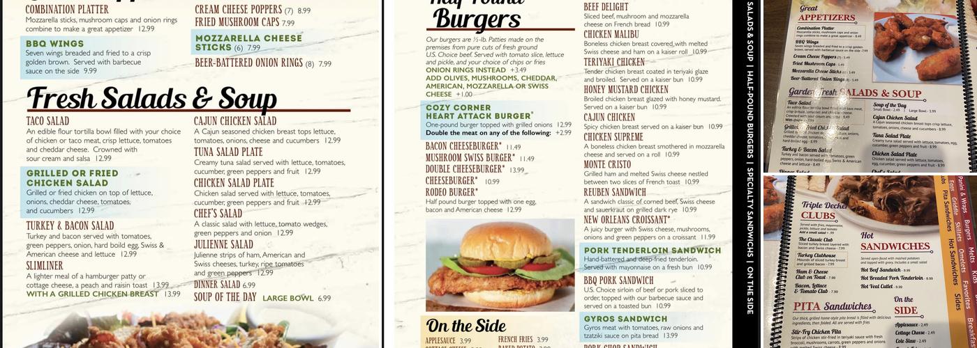 Cozy Corner Menu