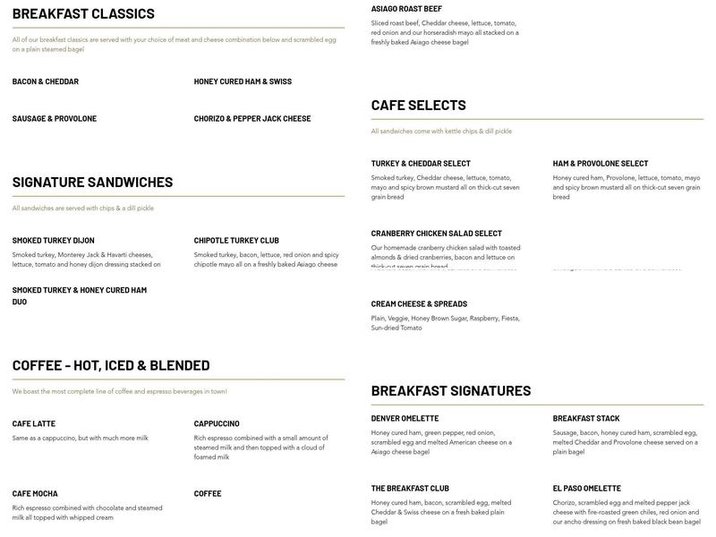 Bagel Beanery Menu