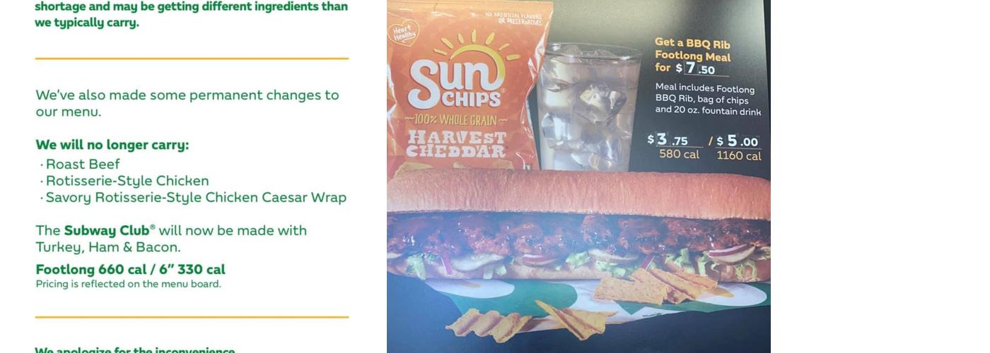 Subway Menu