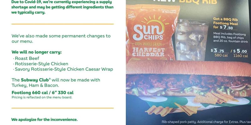 Subway Menu