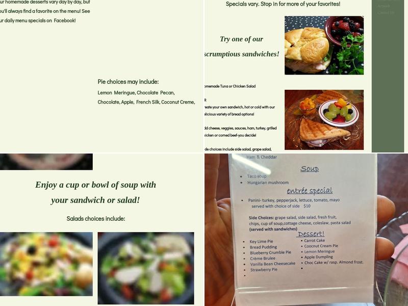 Grassroots Gallery Gift & Cafe Menu