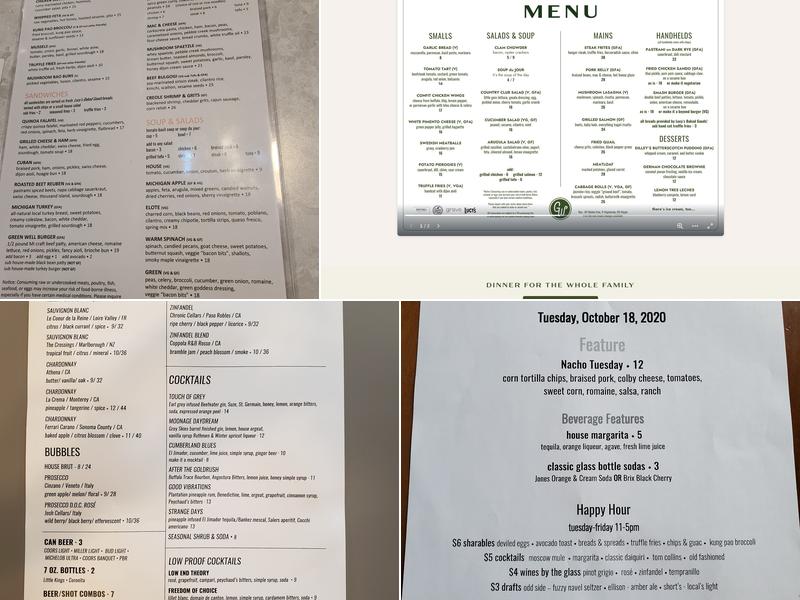 The Green Well Menu