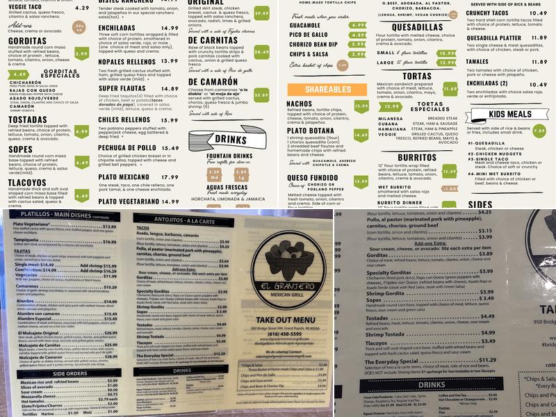 El Granjero Mexican Grill Menu