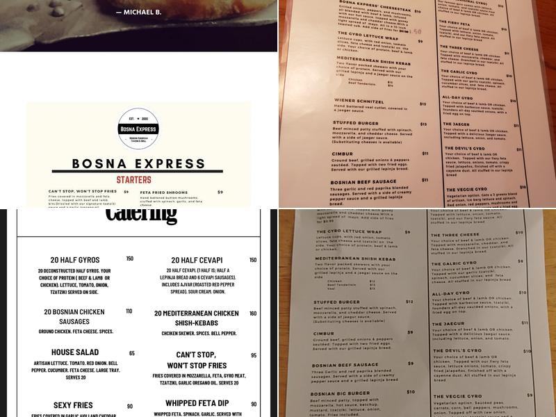 Bosna Express Menu