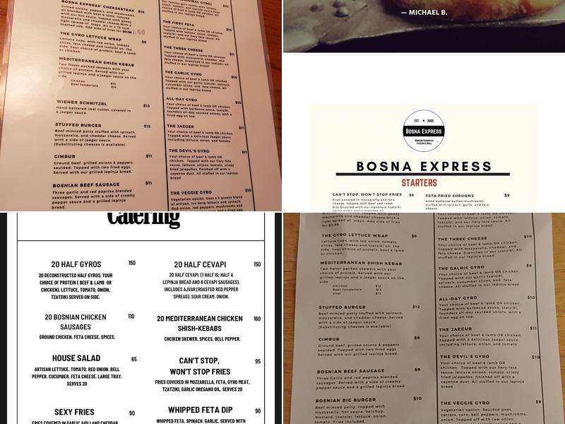 Bosna Express Menu