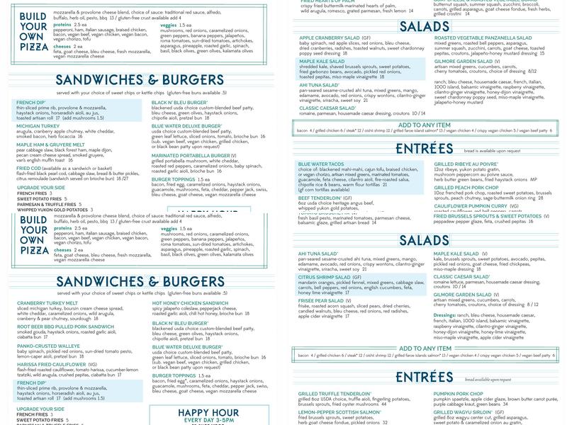 Blue Water Menu