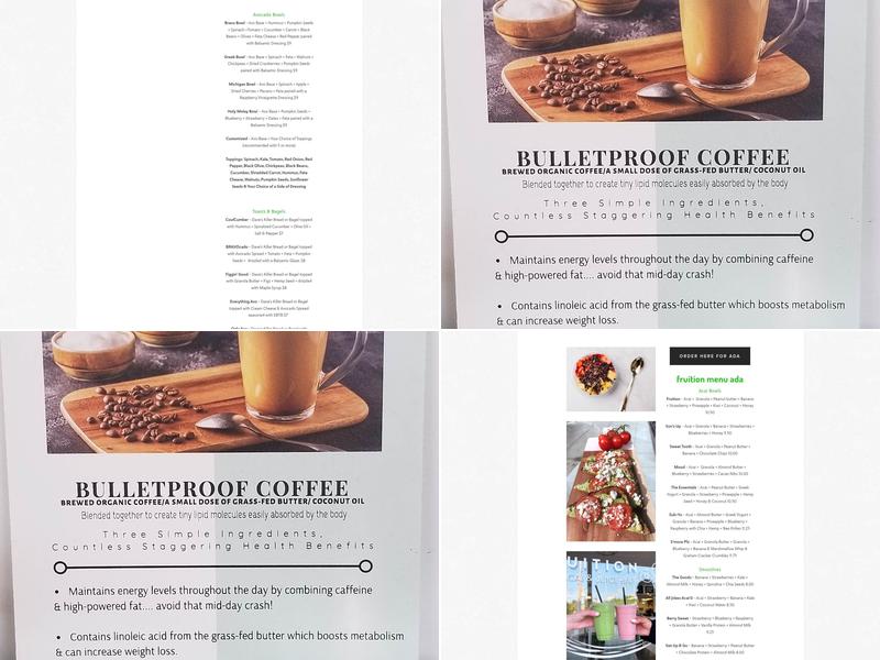 Fruition Açai & Juice Bar Menu