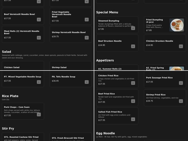 Pho Saigon Menu