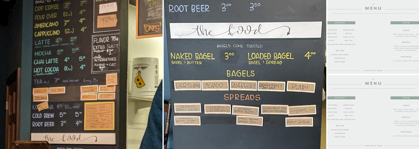 Roots Brew Shop Menu