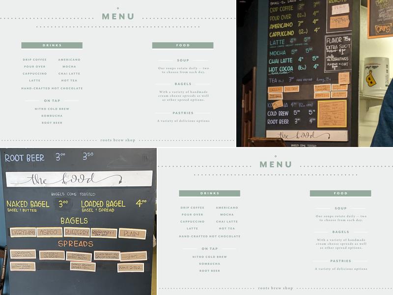 Roots Brew Shop Menu