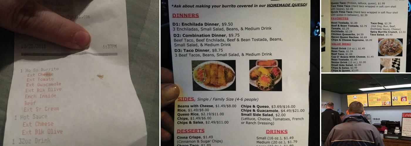 Quick Time Burritos & Tacos Menu
