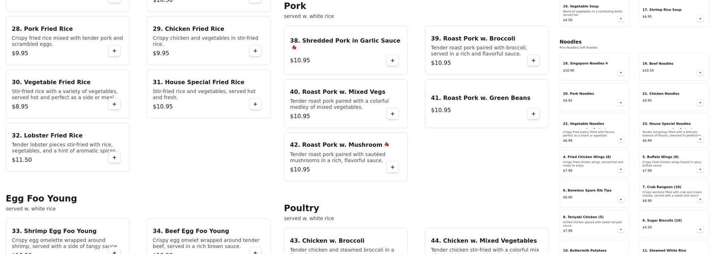 China Buffet Menu