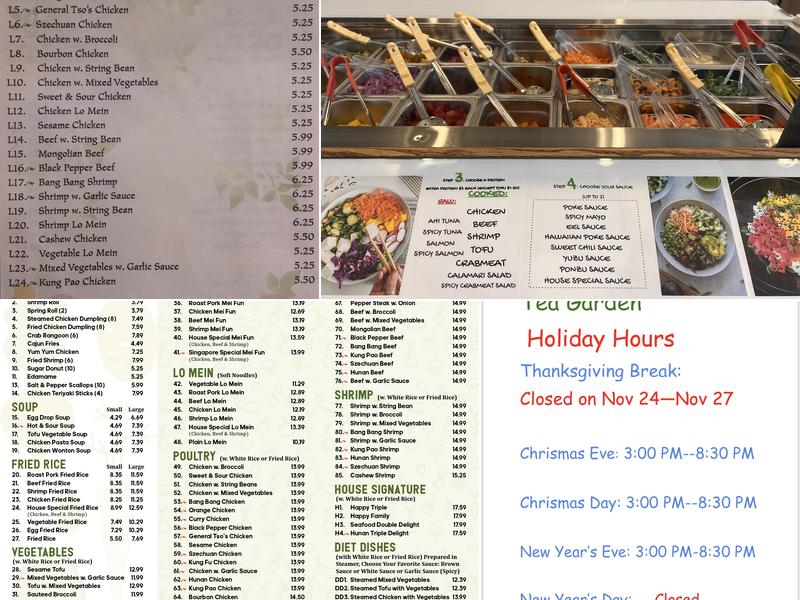 Tea Garden Menu