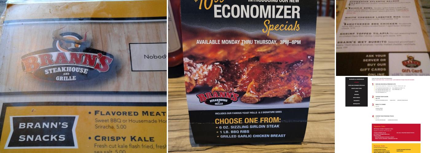 Brann's Steakhouse & Grille Menu