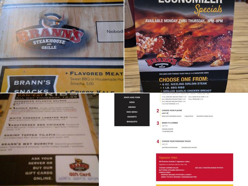 Brann's Steakhouse & Grille Menu