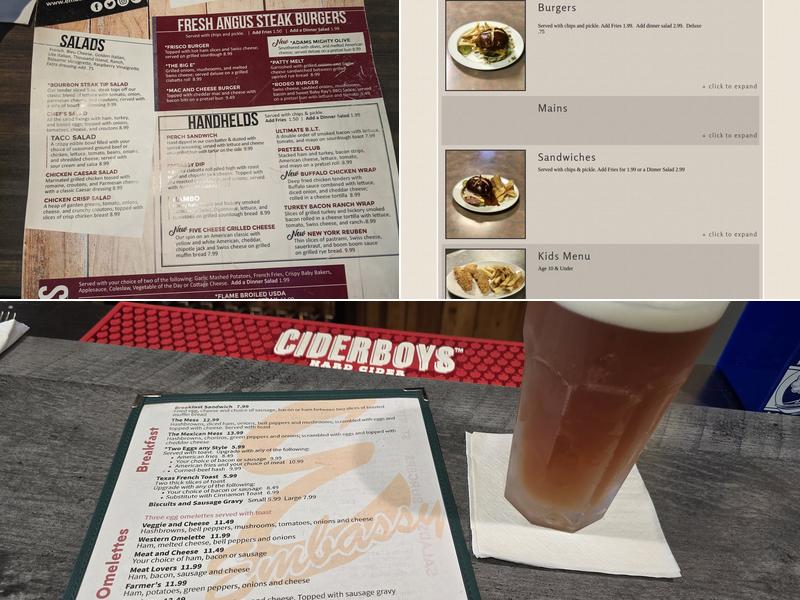 Embassy Bar & Grill Menu