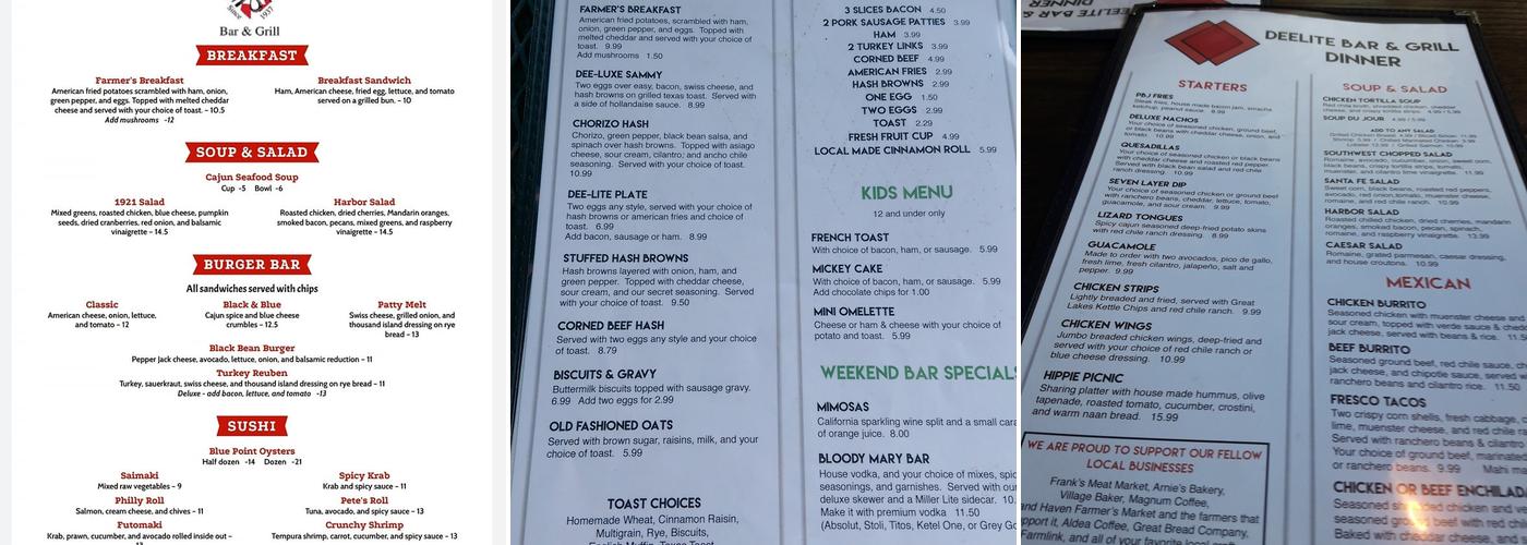 Dee-Lite Bar & Grill Menu