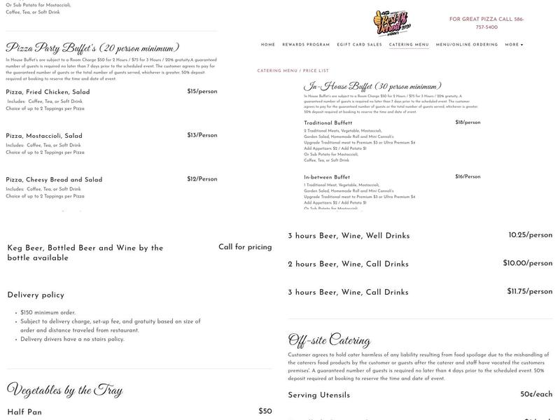 Firenze Restaurant & Pizzeria Menu