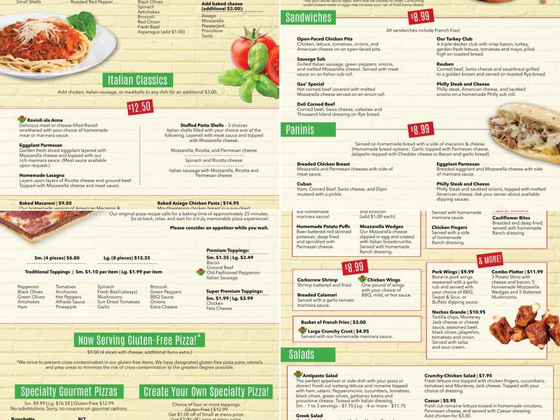 Cloverleaf Pizza Menu