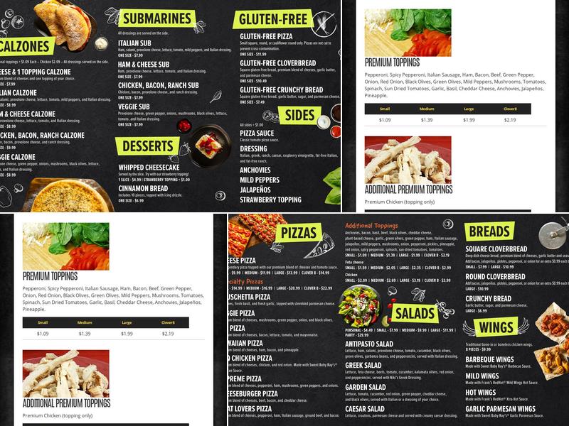 Cloverleaf Pizza Menu