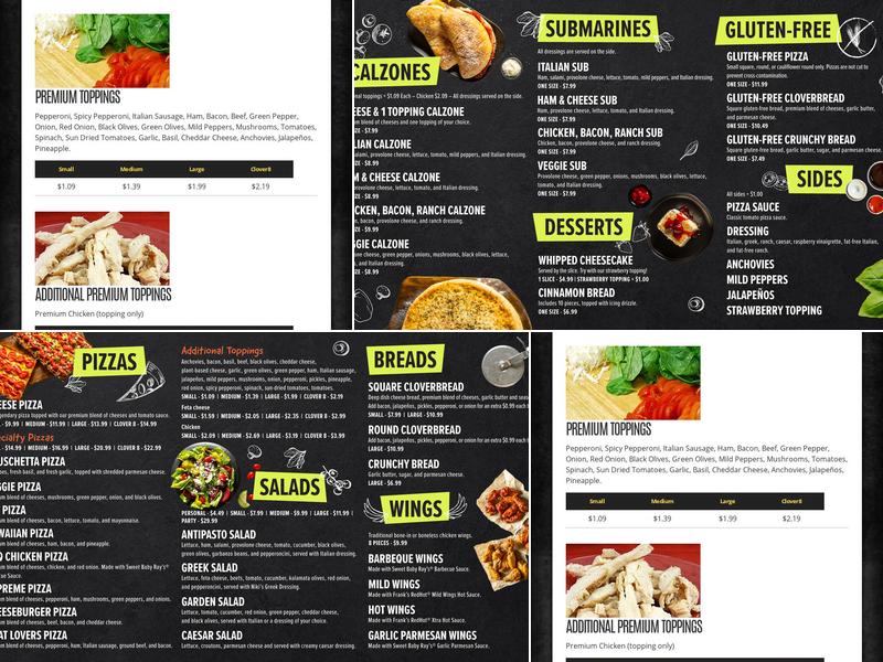 Cloverleaf Pizza Menu