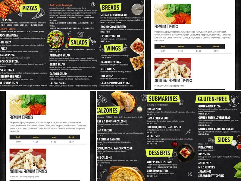 Cloverleaf Pizza Menu