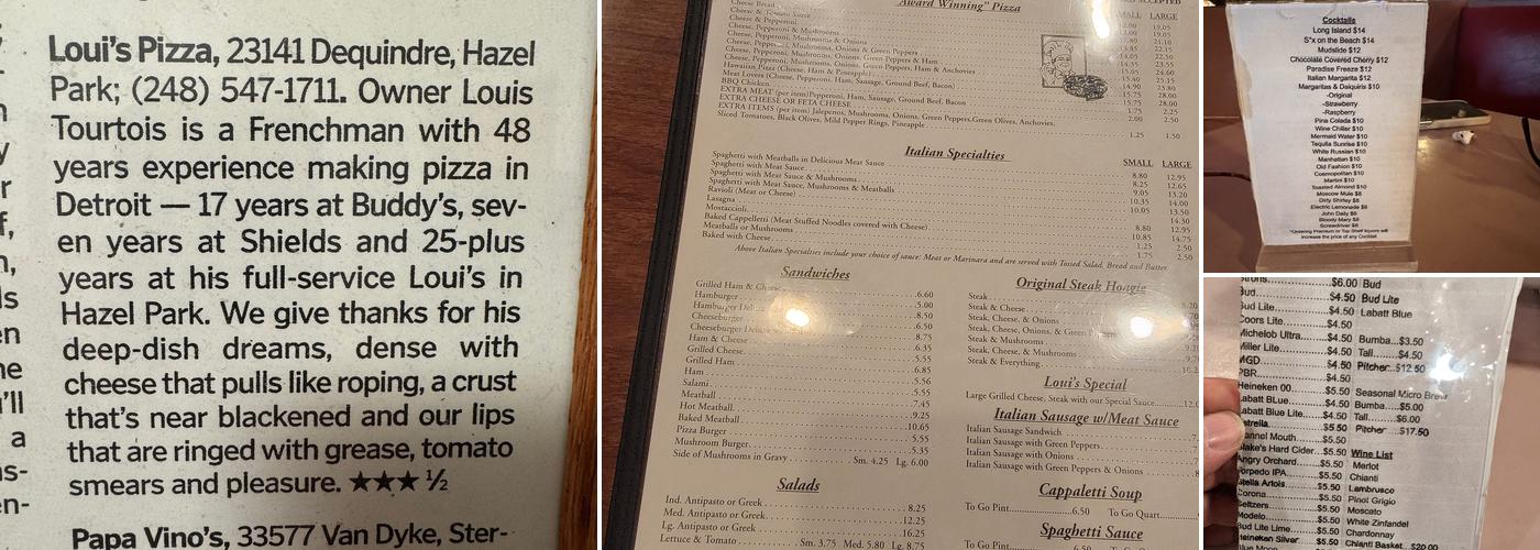 Loui's Pizza Menu