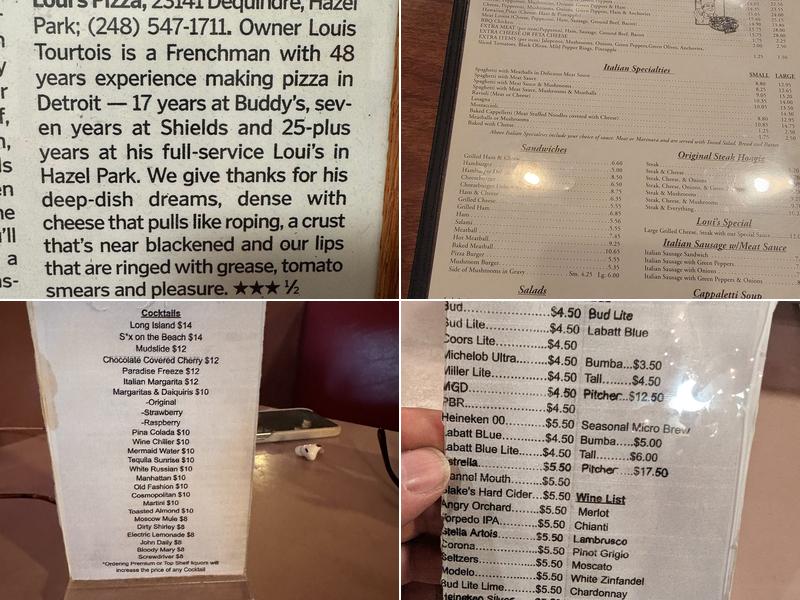 Loui's Pizza Menu