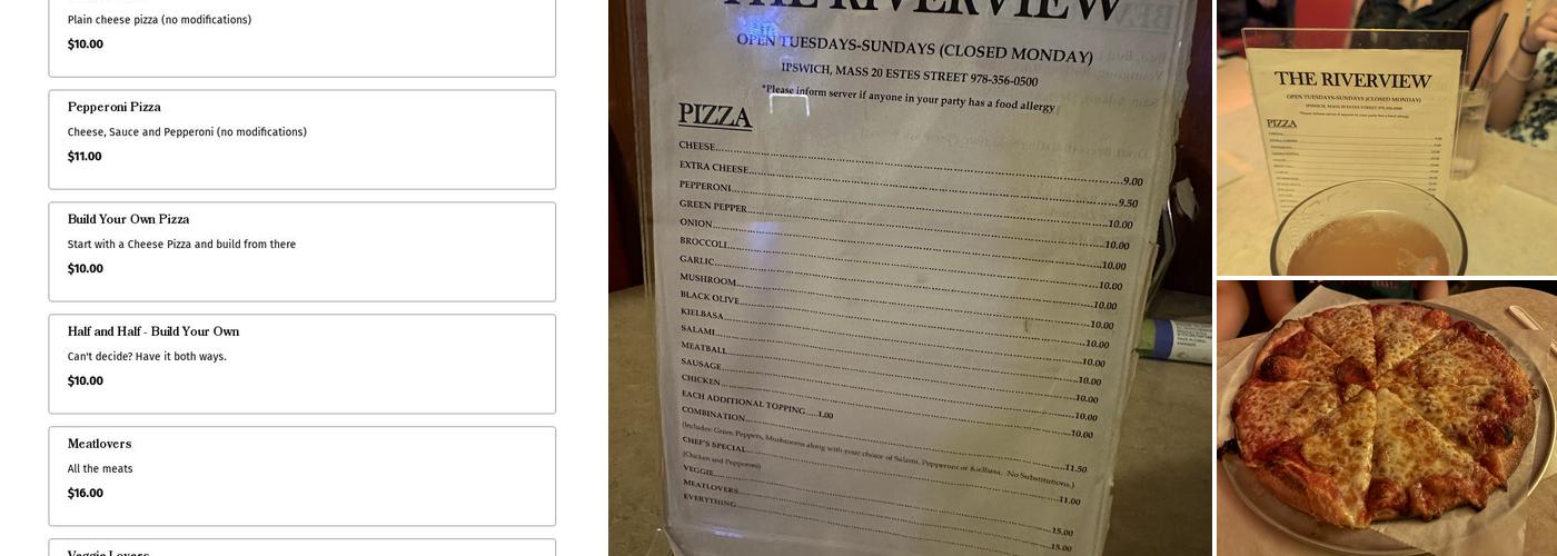 Riverview Restaurant Menu