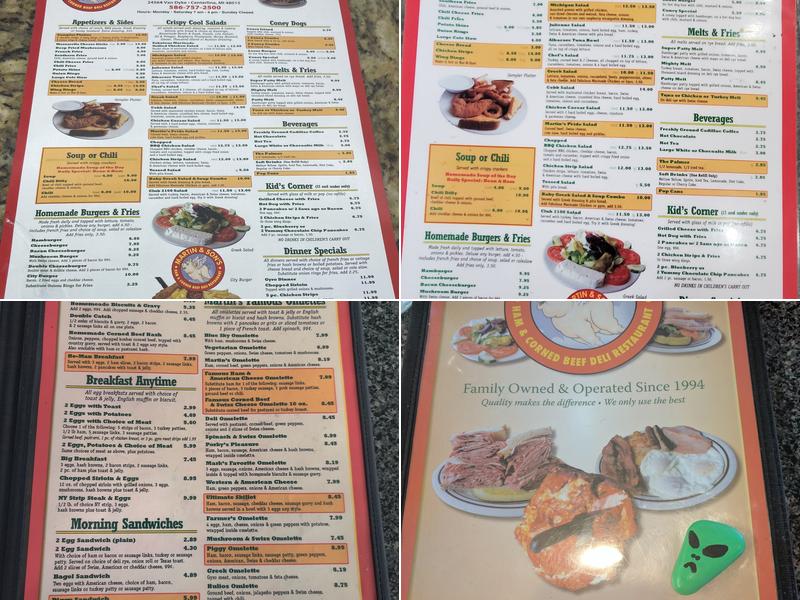 Martin's Ham & Cornbeef Menu