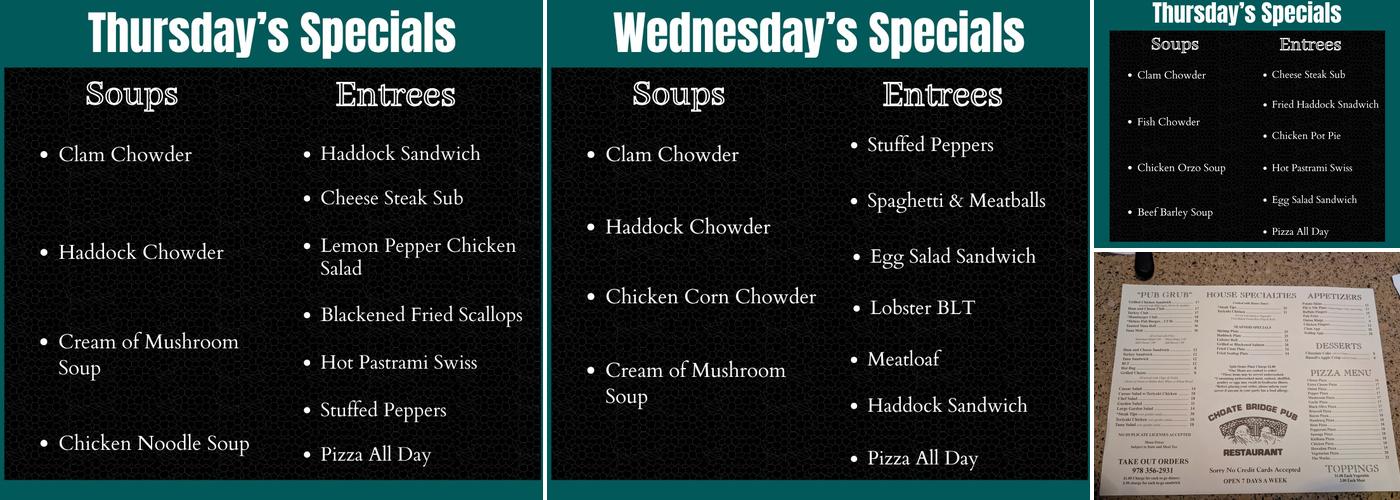 Choate Bridge Pub Menu