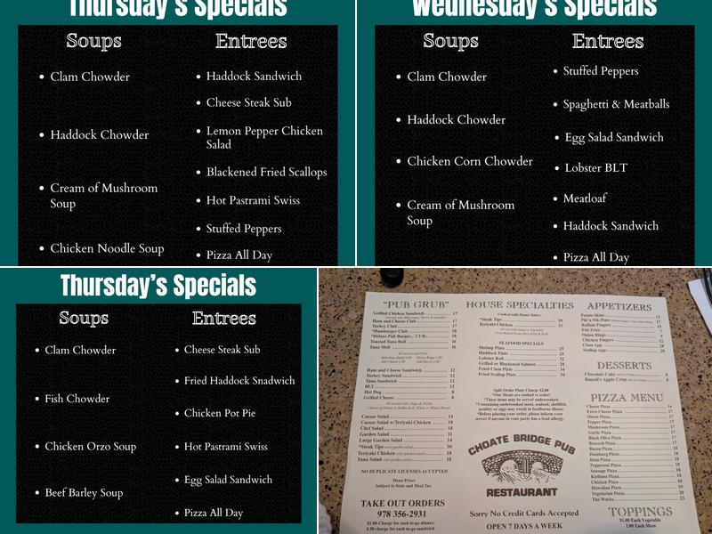 Choate Bridge Pub Menu