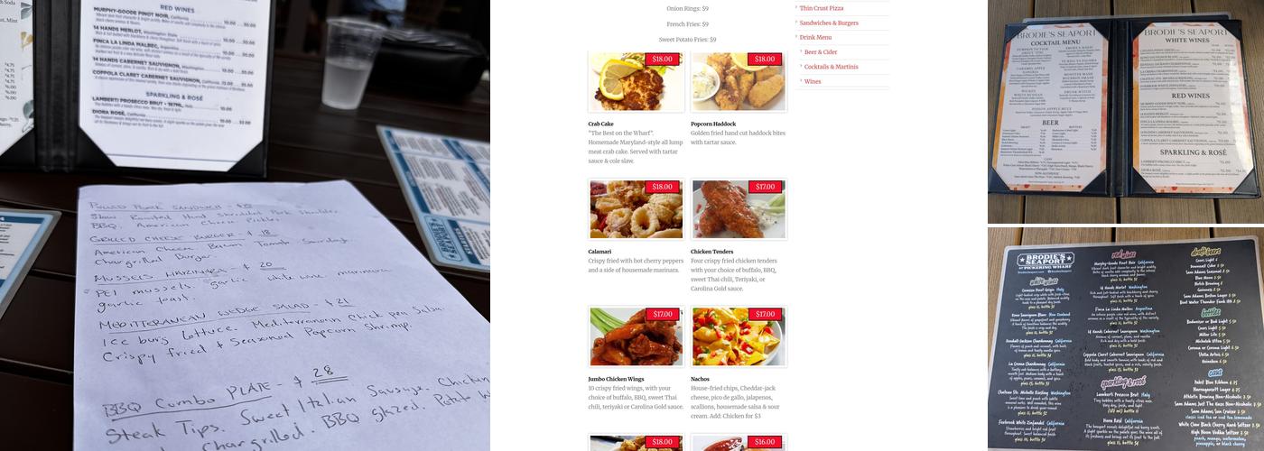Brodie's Seaport Menu