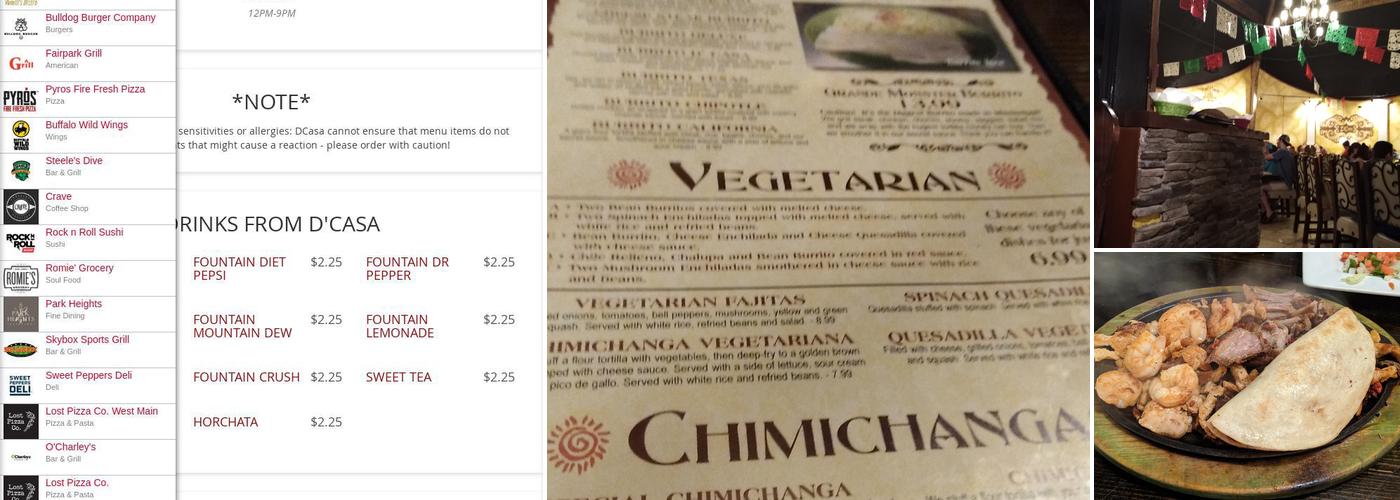 D'Casa Menu
