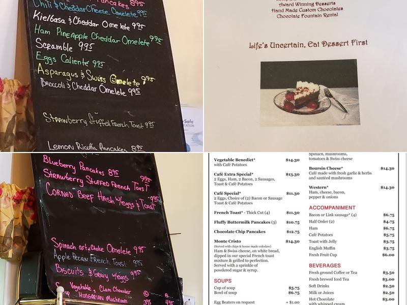 The Chocolate Gallery Cafe Menu
