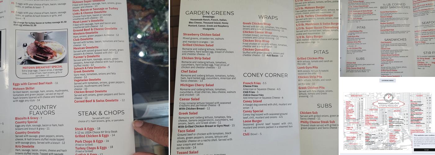 Motown Cafe & Grill Menu