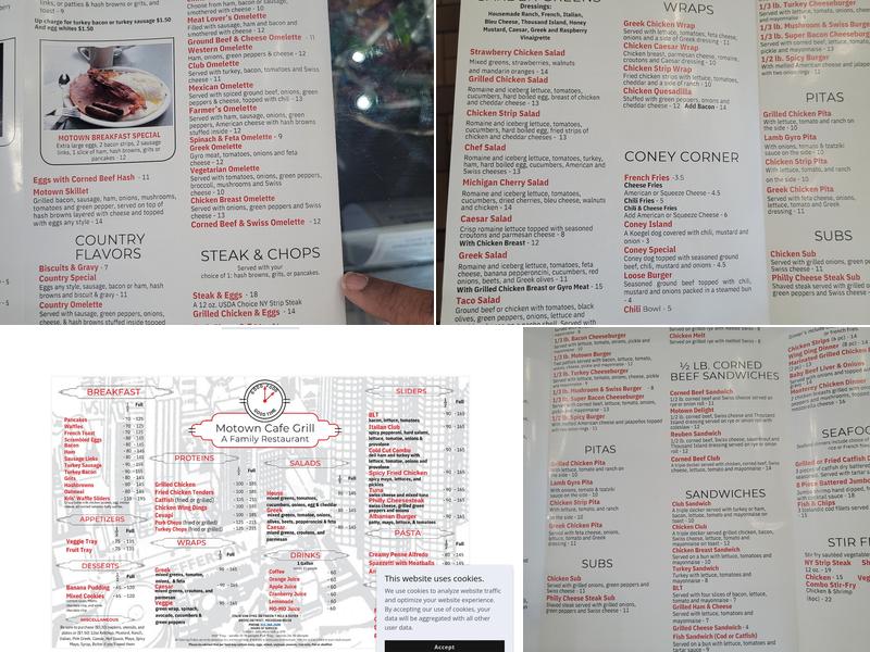 Motown Cafe & Grill Menu