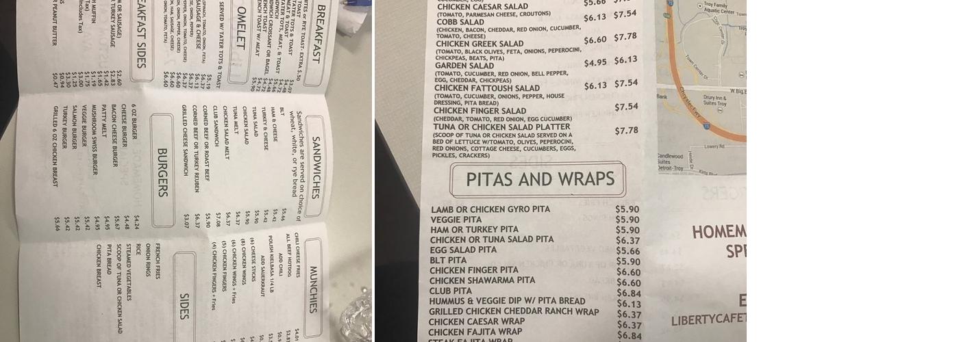 Liberty Cafe Menu