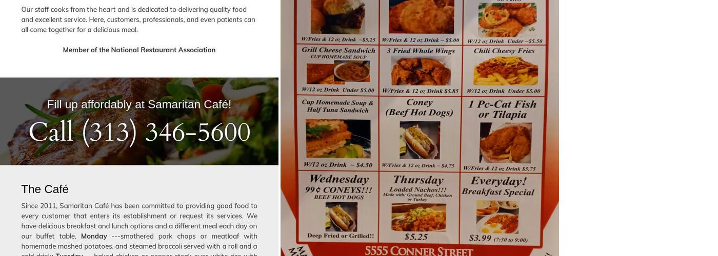 Samaritan Cafe Menu