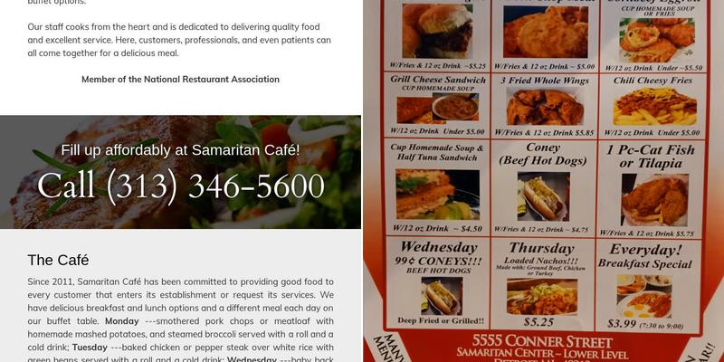Samaritan Cafe Menu