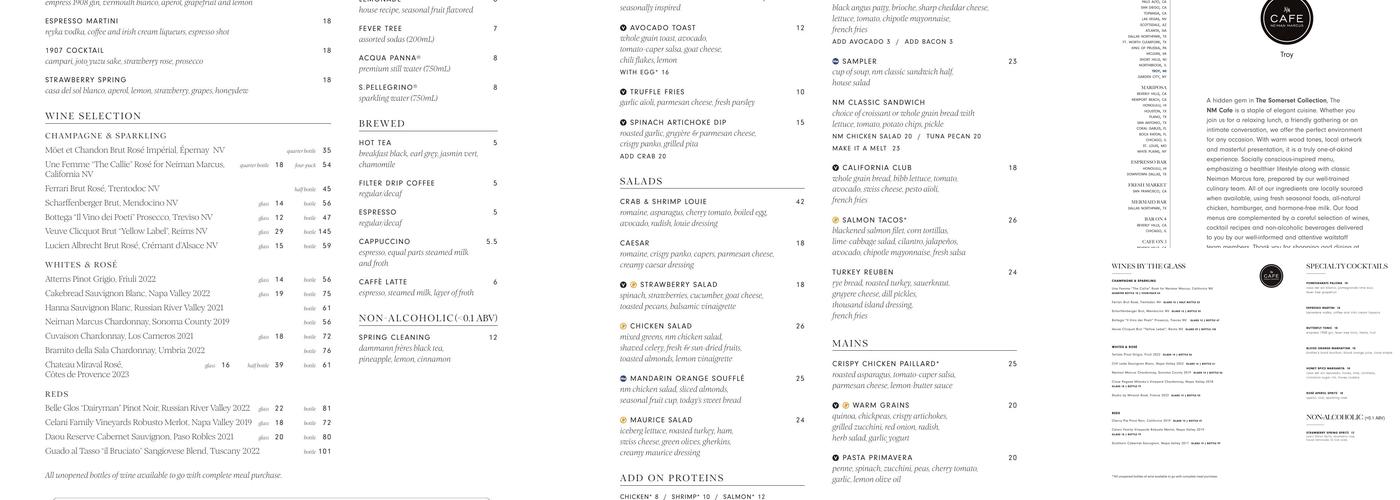 NM Cafe Menu