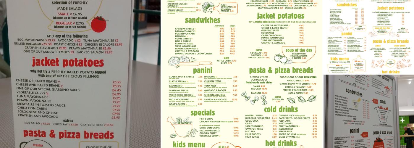 Cafe Giardino Menu