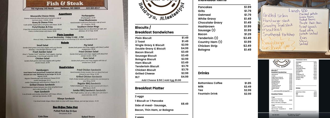 Omar's Restaurant Menu