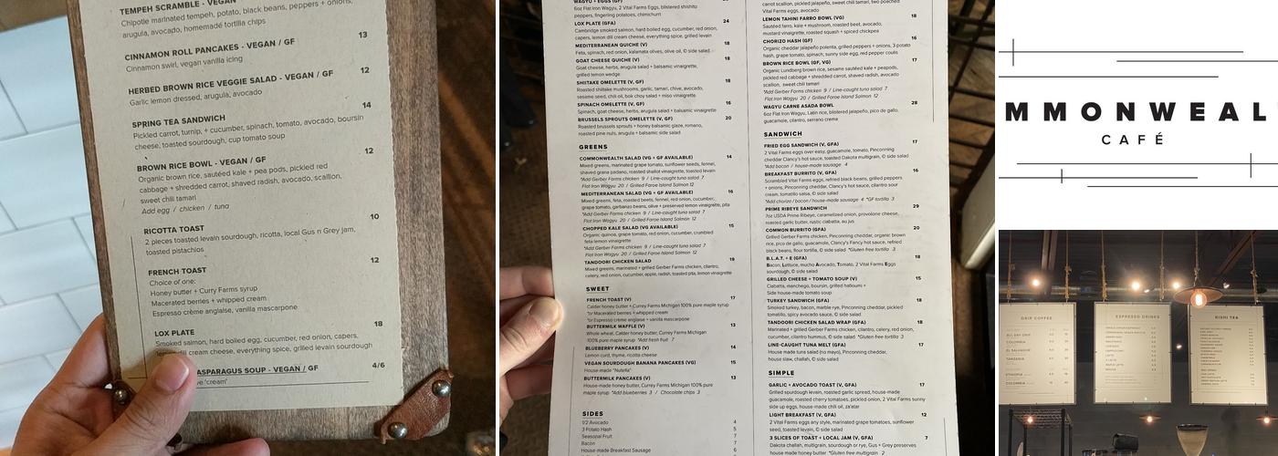Commonwealth Cafe Menu