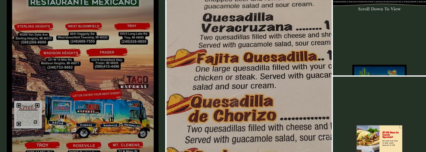 Grand Azteca - Fraser Menu