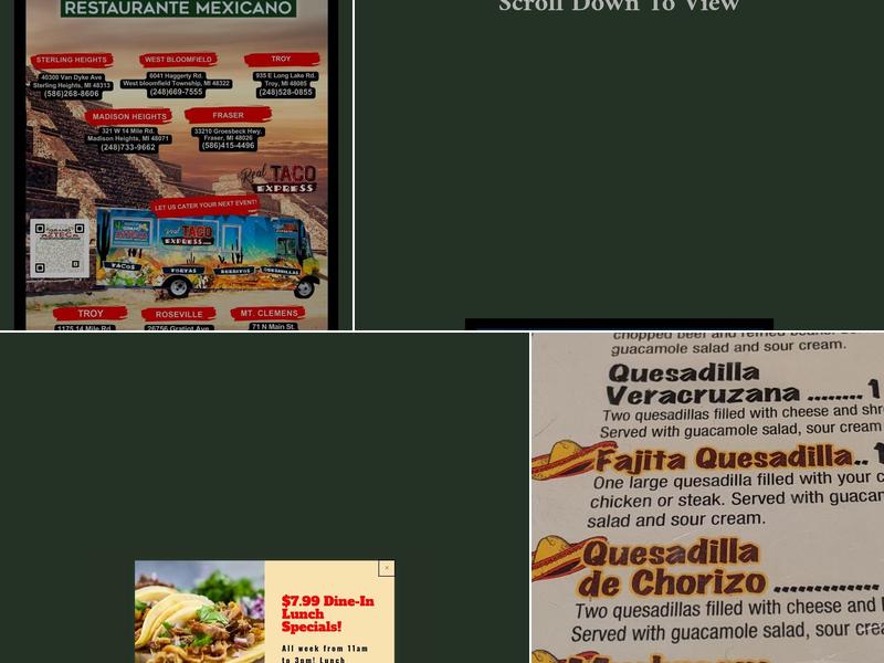 Grand Azteca - Fraser Menu