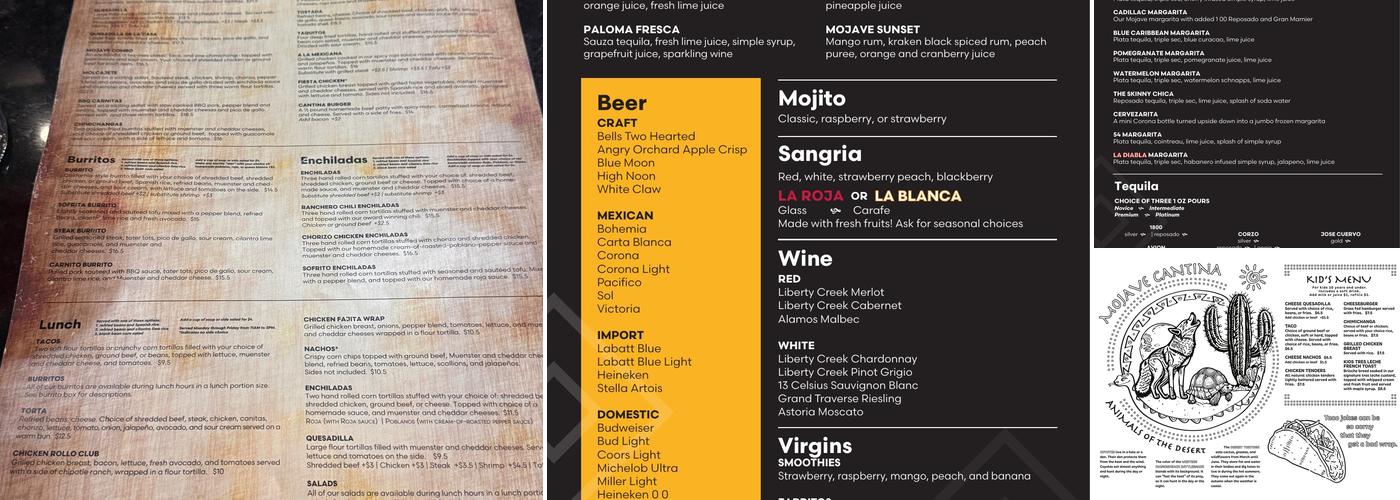 Mojave Cantina - Clawson Menu