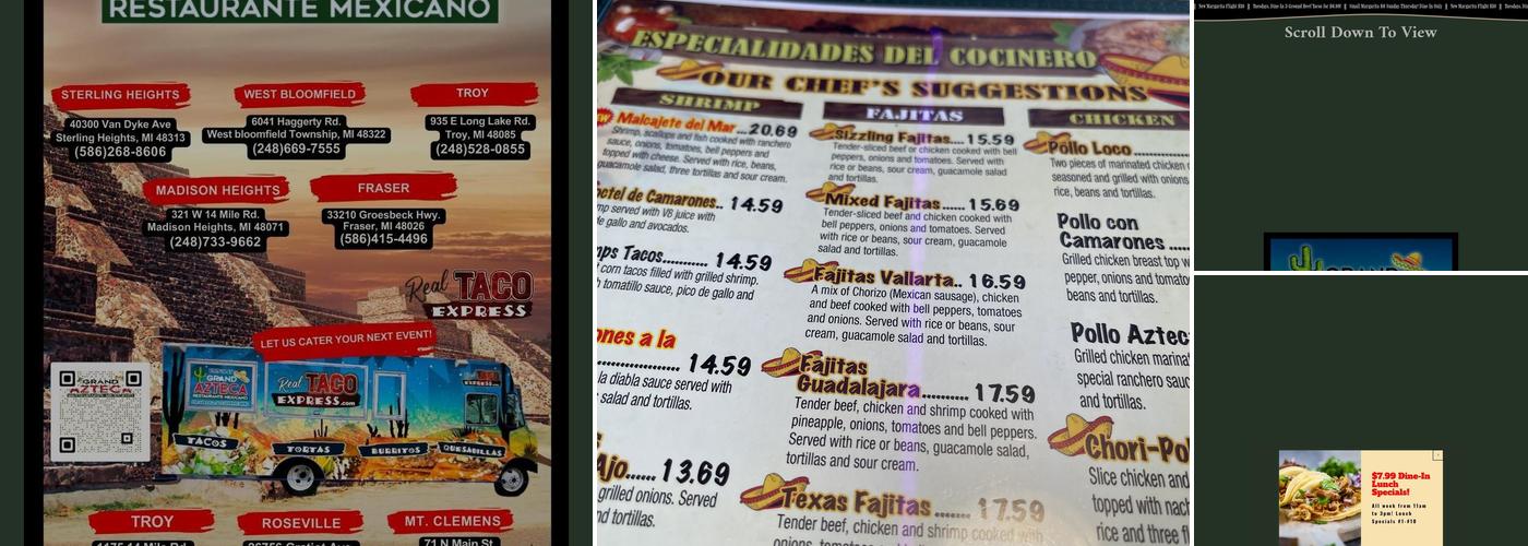 Grand Azteca - Troy Menu