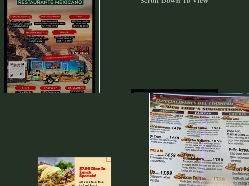 Grand Azteca - Troy Menu