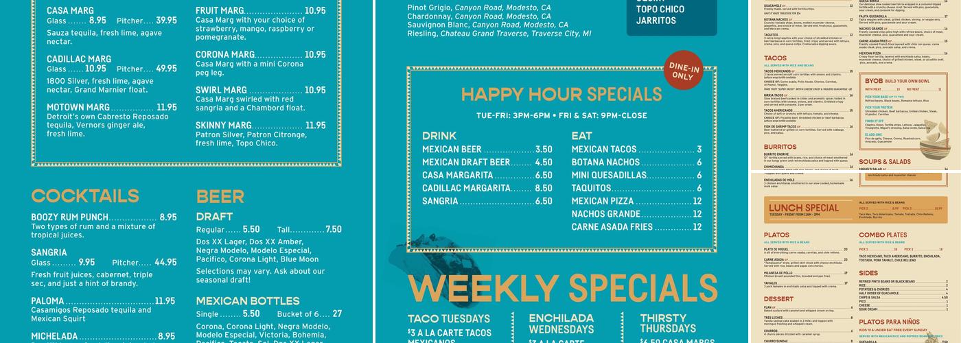 Miguel's Cantina Menu